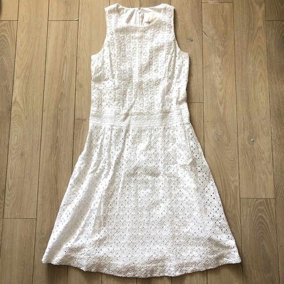 J. Crew Eyelet Lace Midi Dress in White Size 4 - Picture 1 of 13